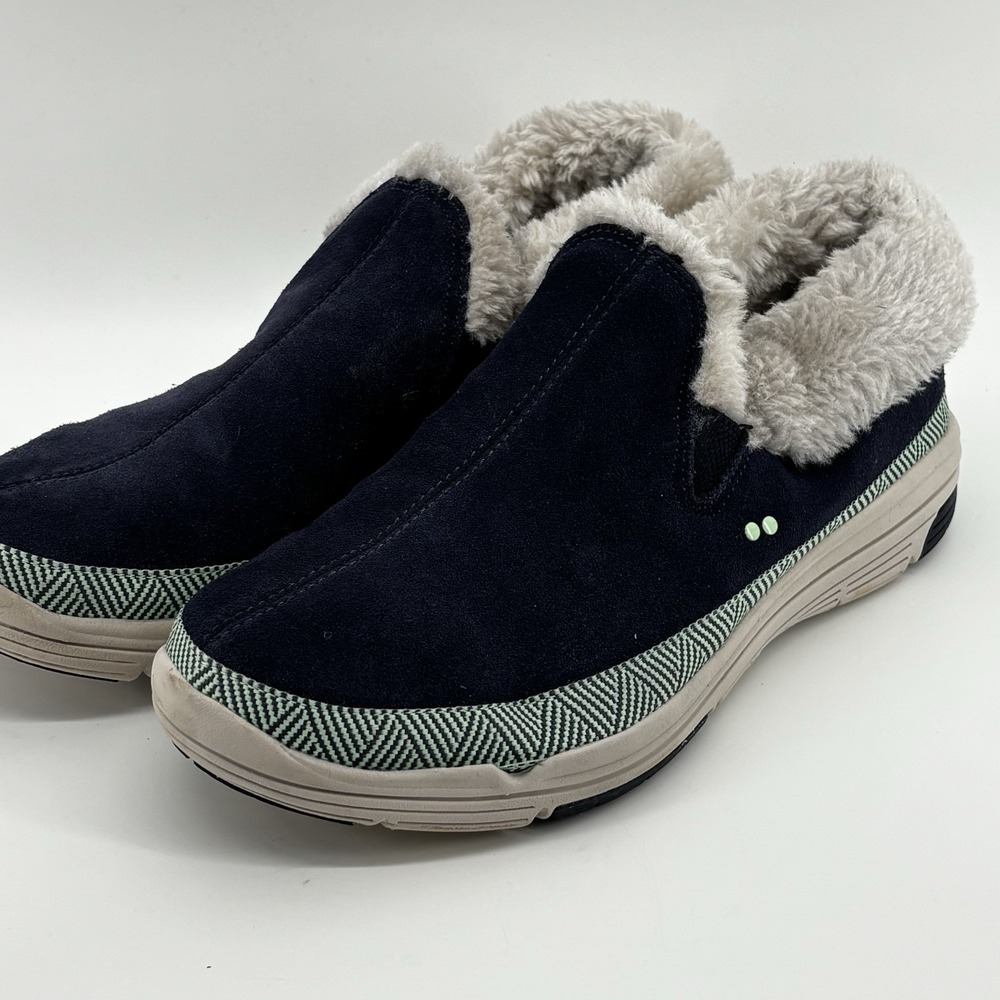 Ryka Awaken Water Repellent Suede &Faux Fur SlipOn Sneakers Navy Blue 10 UK7EU41